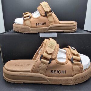 Seichi Sandoru Ichi Slide Sandals - Men's Size 10 Tan w/Adjustable Straps NWB